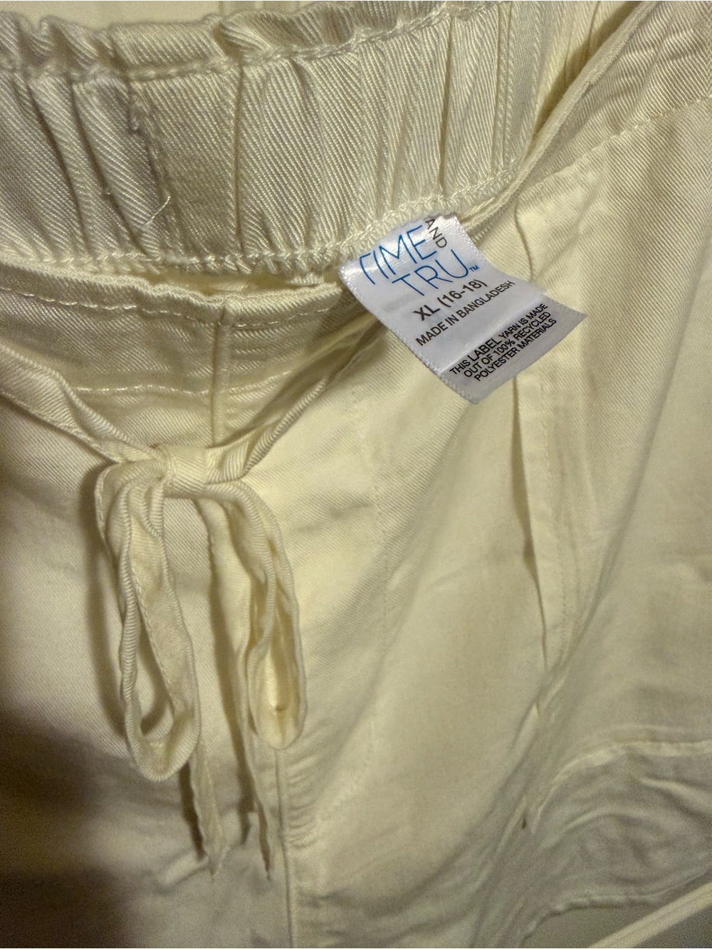 Women’s Cream Drawstring Shorts - Picture 3 of 3